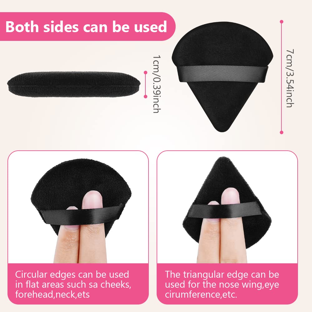 Ainiv 9PCS Premium Cotton Powder Puffs - 2.76 Inch Soft Triangle Wedge Makeup Sponge for Loose Powder, Mineral Powder & Body Powder | Velour Cosmetic Foundation Blender | Perfect for Professional Makeup & Travel Touch-Ups