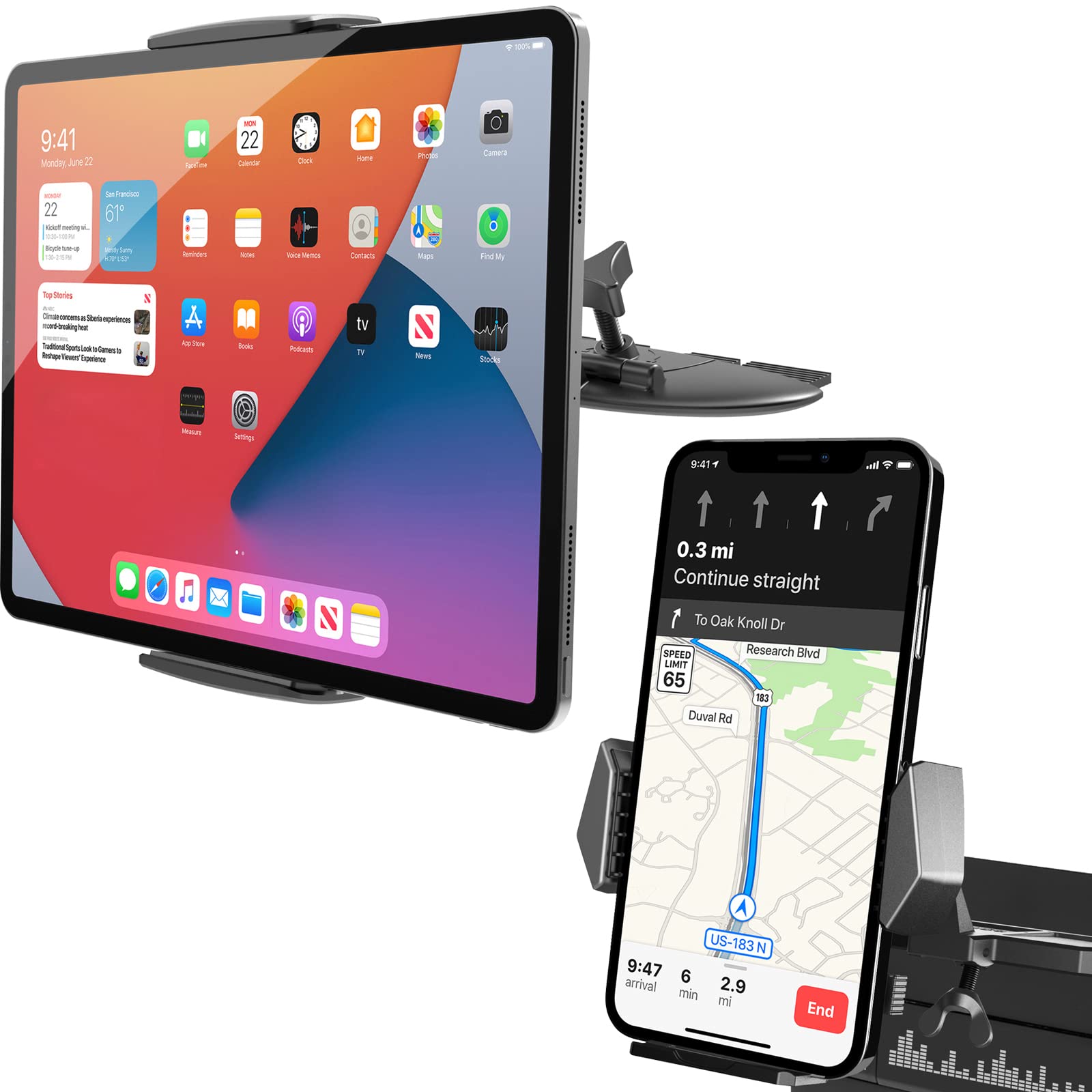 APPS2Car CD Phone Holder for Car - Universal CD Slot Tablet Mount for iPhone, Samsung & More - Perfect for Hands-Free Navigation & Streaming in Your Vehicle