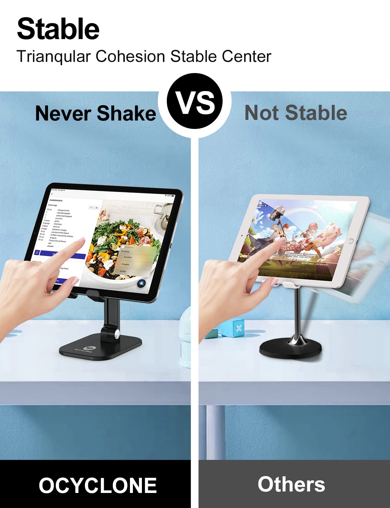 Adjustable Height & Angle Foldable Phone Stand Holder for Desk - Compatible with iPhone, iPad, Tablets 4.7