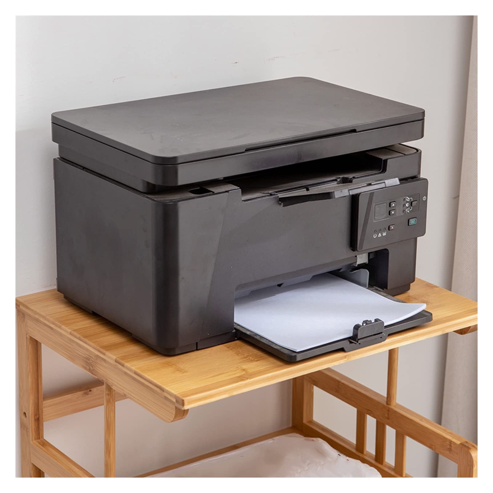3-Tier Bamboo Printer Stand with Storage Shelf - Space Saving Desktop Organizer for Printer, Books & Office Supplies - Perfect for Home & Office Workspaces