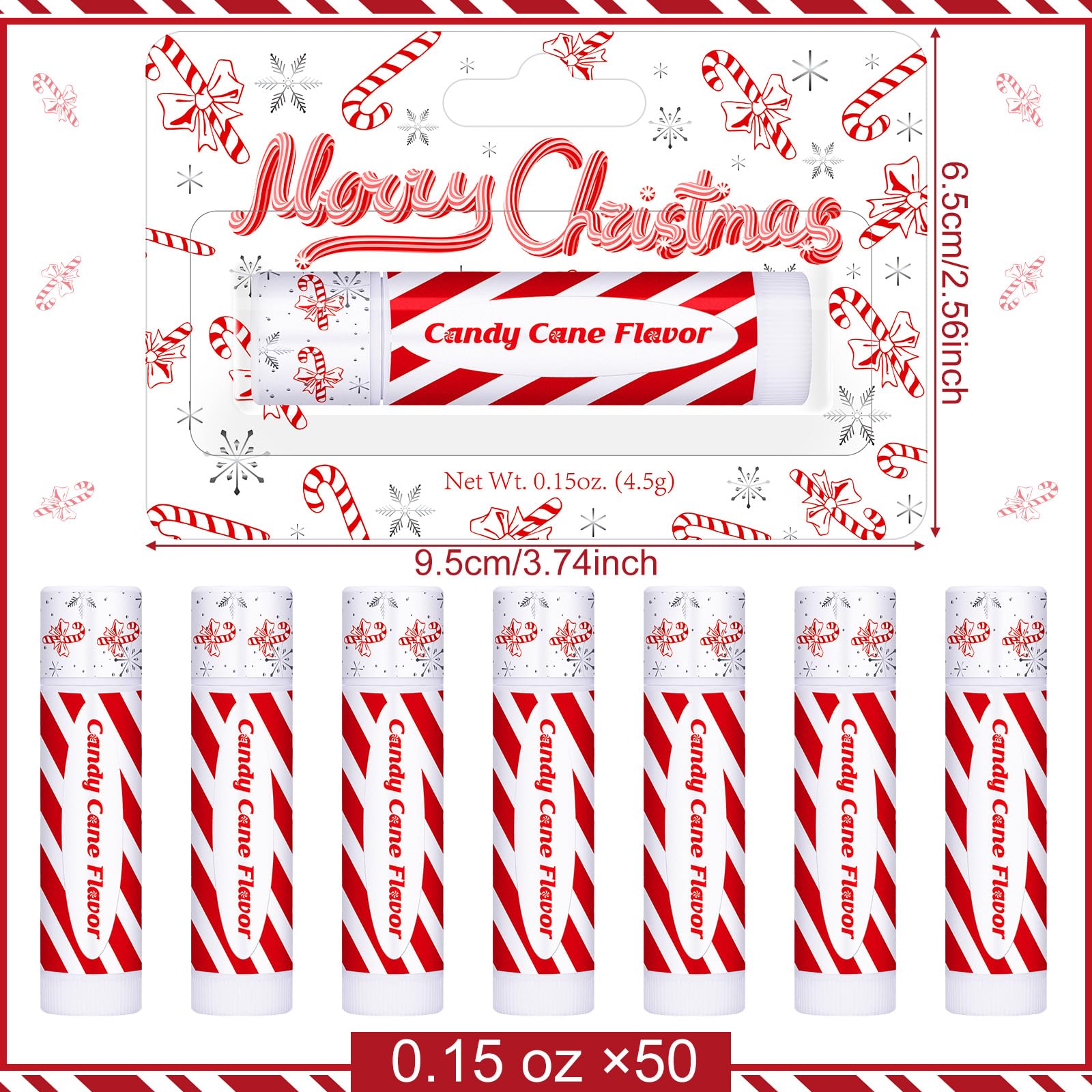 30 Pack Christmas Candy Cane Peppermint Lip Balms - Bulk Holiday Peppermint Flavor Scented Lip Care - Perfect for Christmas Party Favors, Stocking Stuffers, Gifts for Women, Men, Employees & Coworkers - Great for Office Parties, Holiday Events & Charity Donations