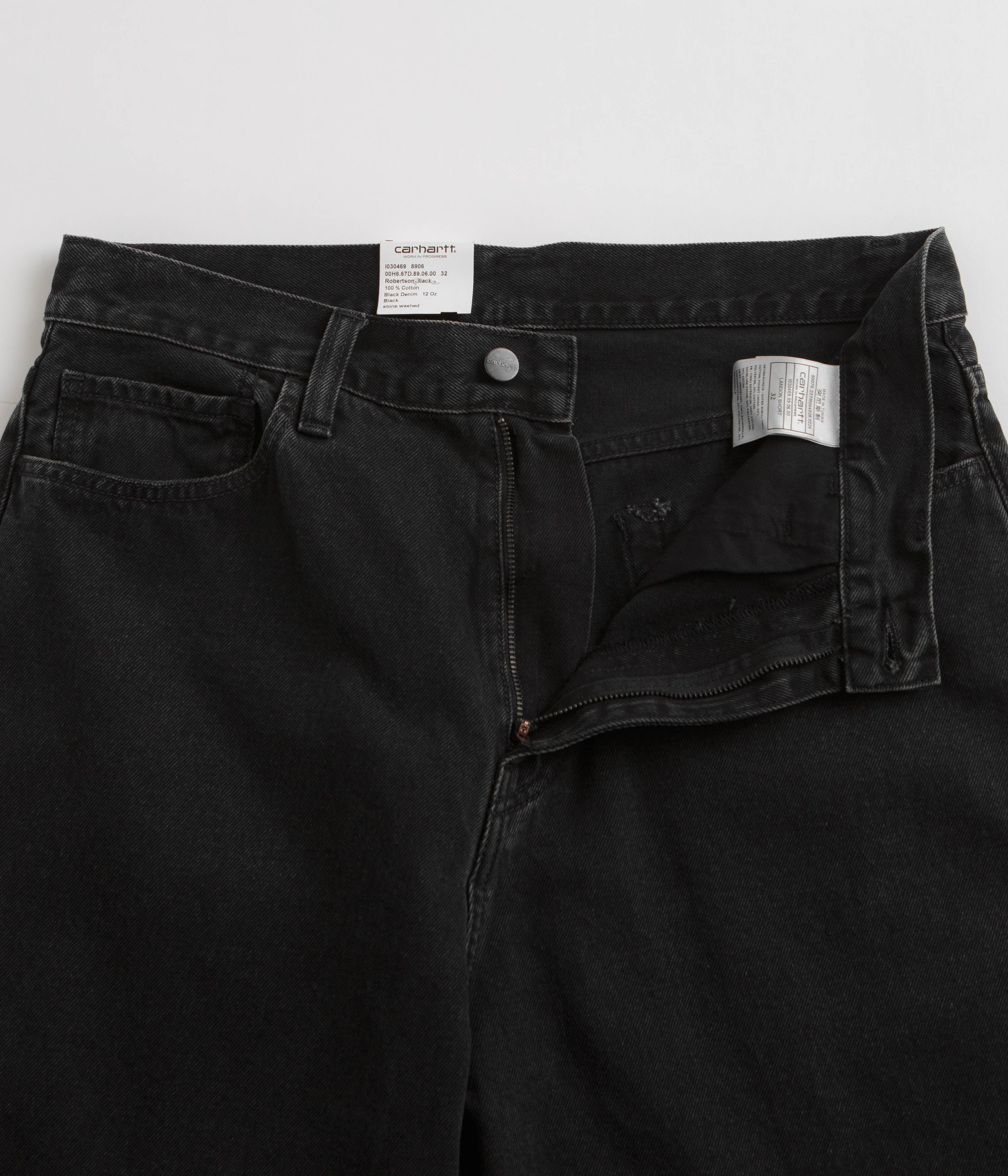 Carhartt Landon Shorts for Men - Black Stone Washed Cotton Work Shorts | Durable & Comfortable for Outdoor Work, Hiking & Casual Wear
