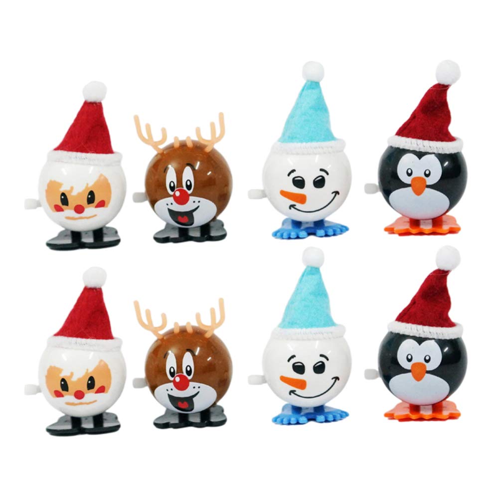 Balacoo Christmas Clockwork Toy - Santa Claus Wind-Up Walking Toy for Kids (8-Piece Set) | Fun Holiday Gift & Stocking Stuffer for Children | Perfect for Christmas Decor, Party Favors & Festive Playtime