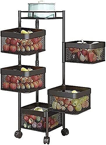 360-Degree Rotating Storage Shelf for Fruits & Vegetables - 95cm x 29cm Square Floor-Standing Multi-Functional Rack - Perfect for Kitchen, Pantry, or Supermarket Organization