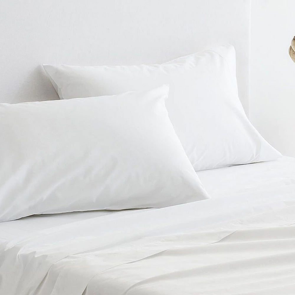 300 Thread Count Classic Percale Snow White Sheet Set - Single Bed Size | Soft & Breathable for All Seasons | Perfect for Guest Rooms, Dorms, and Cozy Bedrooms