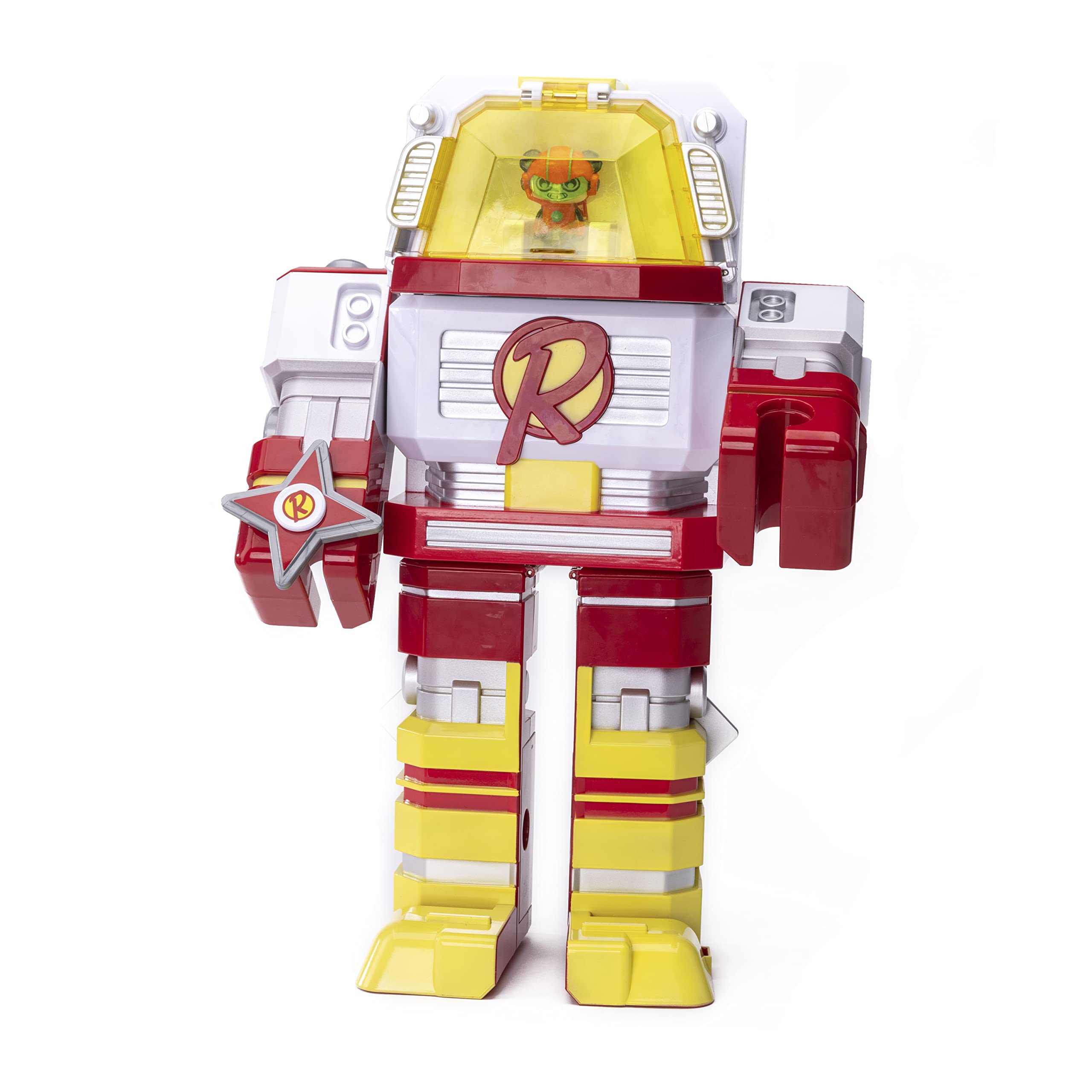 Ryan's World Mega Mecha Titan Robot - Transforming Chest to Red Titan Robot | 5 Micro Figures, Spinner, Wearable Eye Mask & Cape, Stickers Included | Perfect for Kids' Playtime, Birthday Gifts & Action Figure Collectors