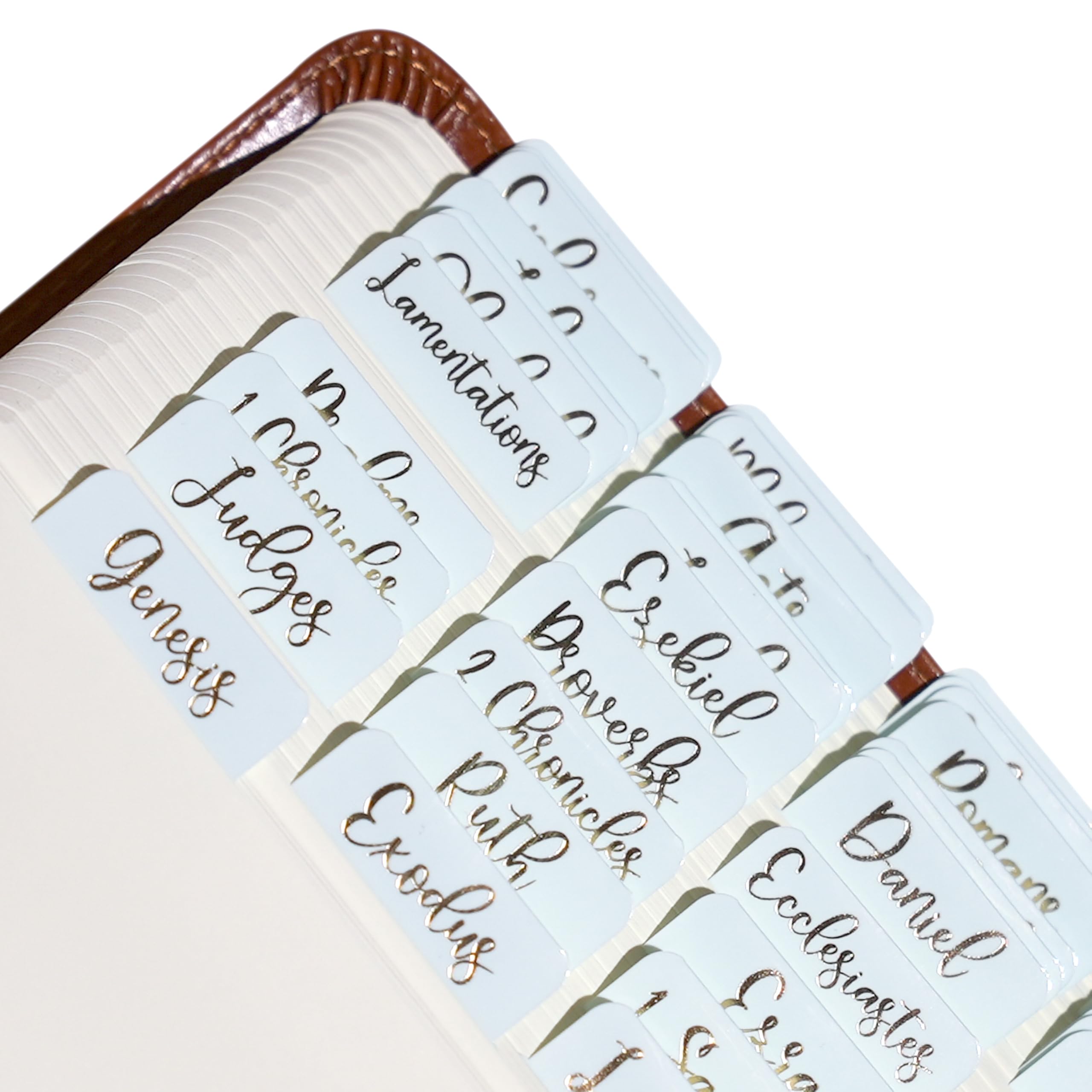 Bible Tabs with Gold Foil - 90 Durable Indexing Tabs for Bible Study & Journaling