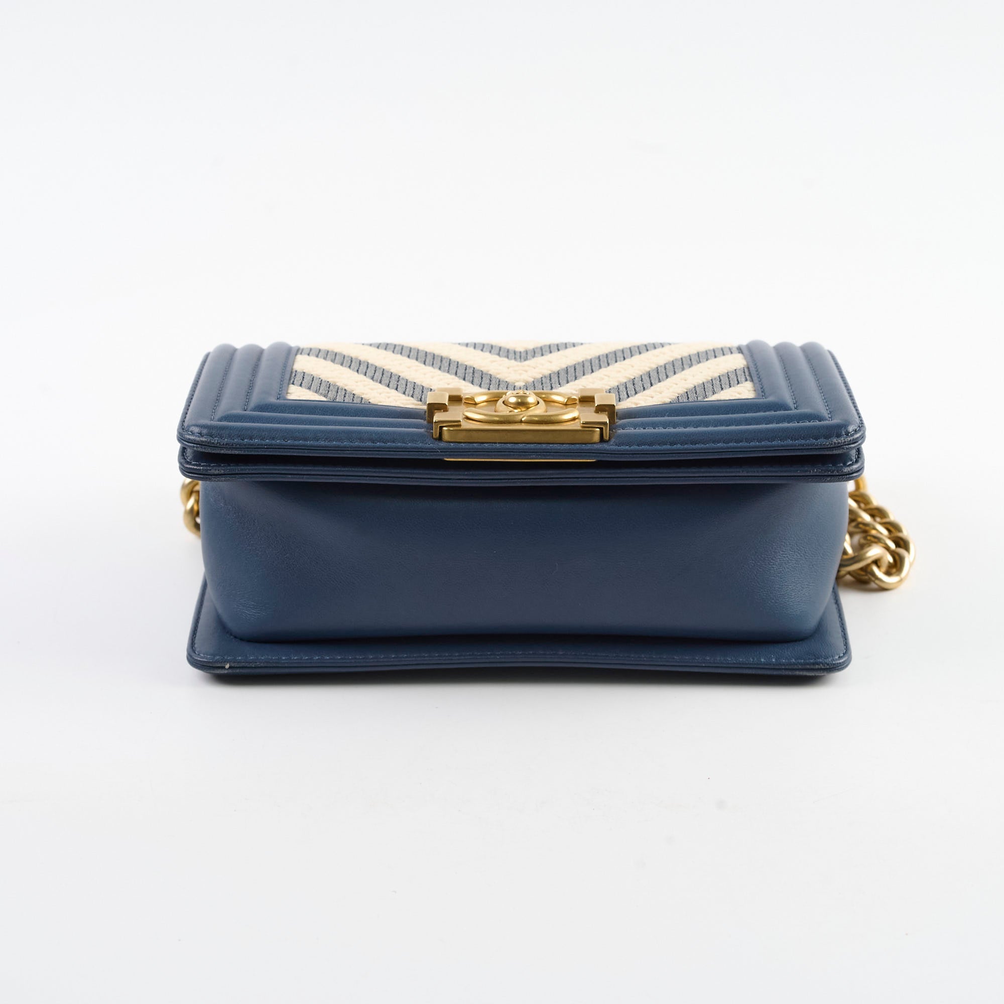 Chanel Boy Small Blue Woven Leather Handbag - Luxury Designer Crossbody Bag for Women | Perfect for Evening Parties, Date Nights & Special Occasions