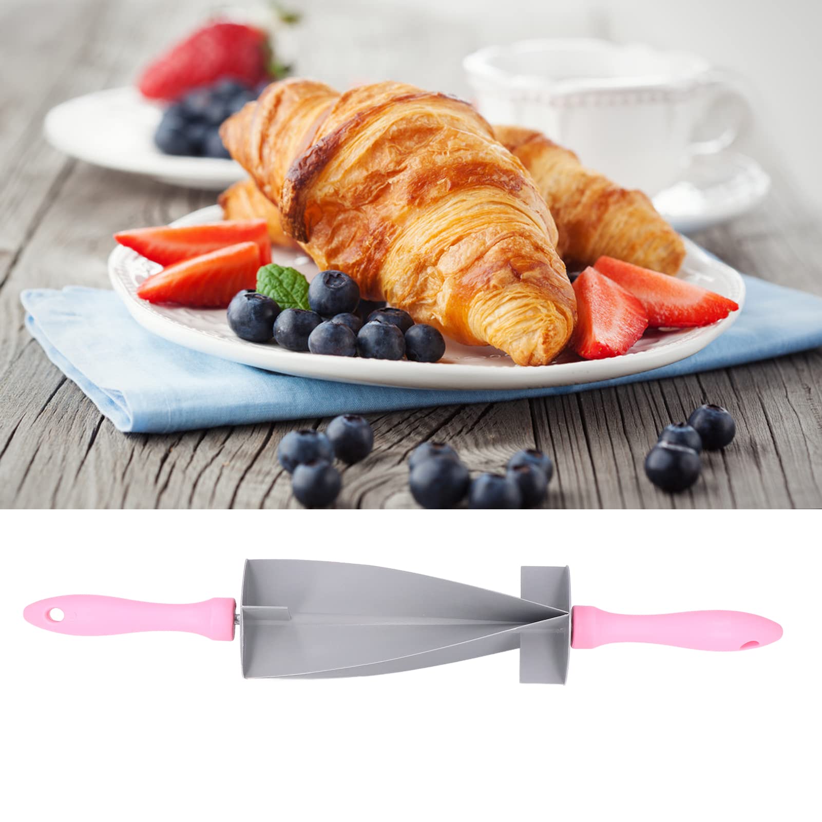 Multifunctional Plastic Croissant Rolling Pin & Dough Cutter - Perfect for Baking Pastries, Bread & Cookies | Ideal for Home Kitchens & Professional Bakeries
