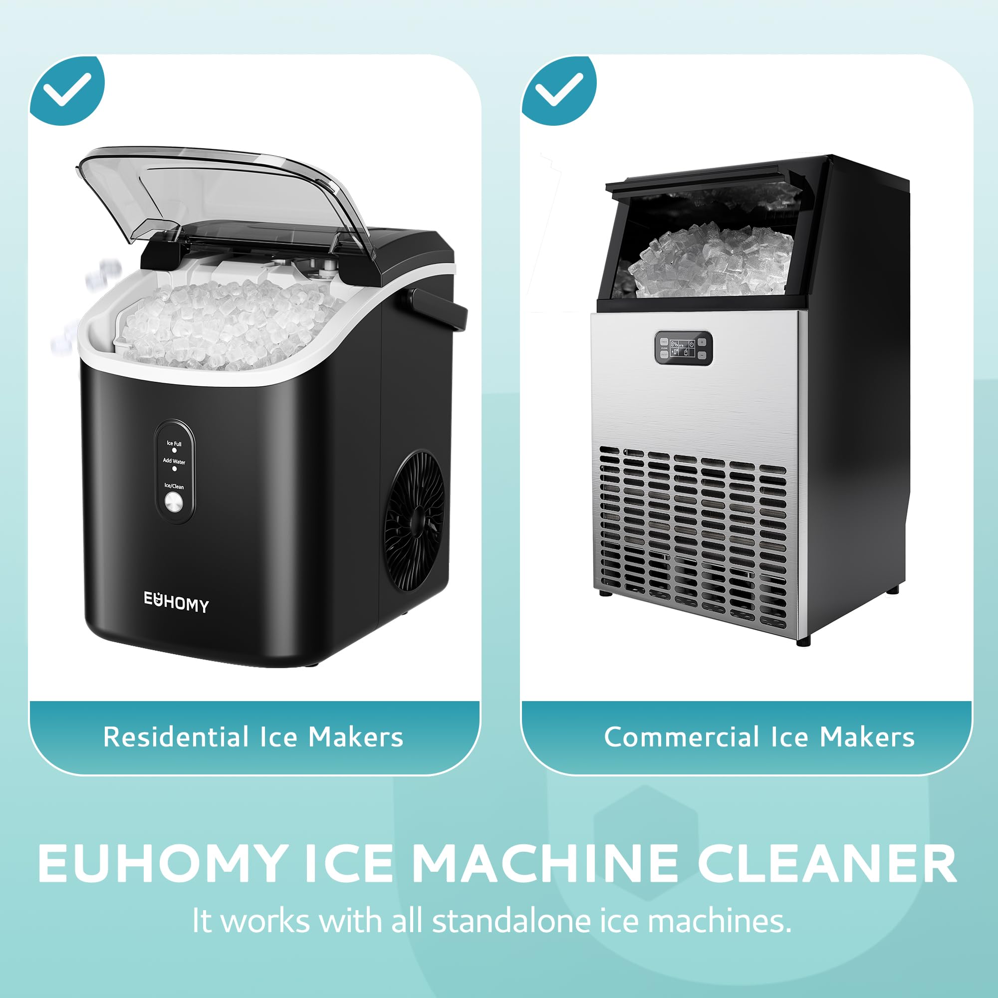 **EUHOMY Ice Machine Cleaner Descaler - 32 Fl Oz (8 Uses) | Universal Descaling Solution for All Brands Ice Makers, Coffee & Espresso Machines | Removes Limescale & Mineral Buildup | Perfect for Home, Office & Commercial Use (2 Bottles)**