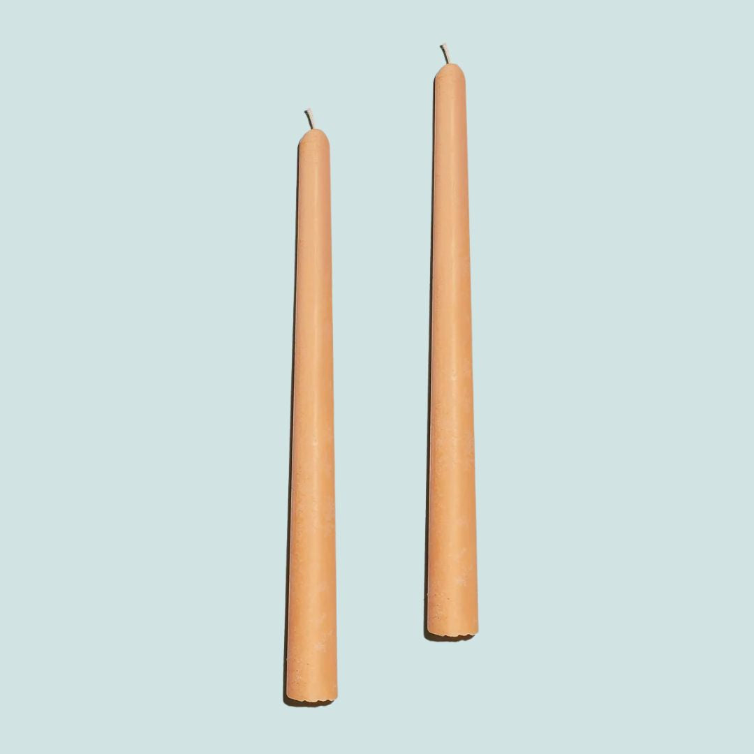 Natural Beeswax & Soy Blend Peach Scented Taper Candles - Handmade Eco-Friendly Candles for Romantic Dinners, Wedding Decor & Home Aromatherapy