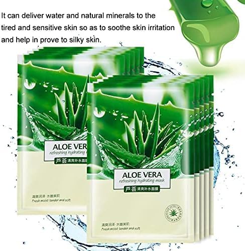 Aloe Vera Face Mask Sheet - Hydrating, Soothing & Moisturizing Facial Mask with Aloe Vera Extract for Dry & Sensitive Skin | Ultra-Thin Oil Control Sheet Mask | Perfect for Daily Skincare Routine, Spa Day & Travel | 1Pc