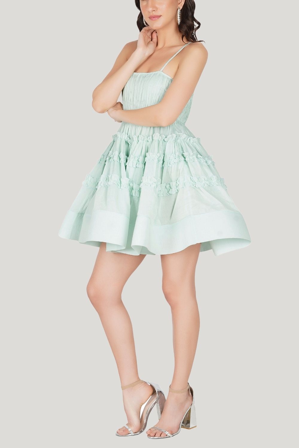 Bethan Cotton Mini Dress in Sage Green - Casual Summer Dress for Women, Perfect for Beach, Brunch, and Date Nights