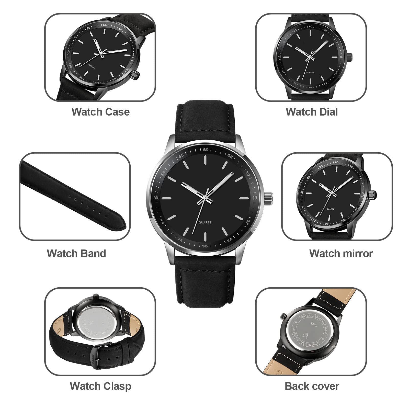 Yuxier Men's Quartz Watch - Waterproof Classic Business Wristwatch with Luminous Hands & Leather Strap - Perfect for Office, Formal Events & Everyday Wear