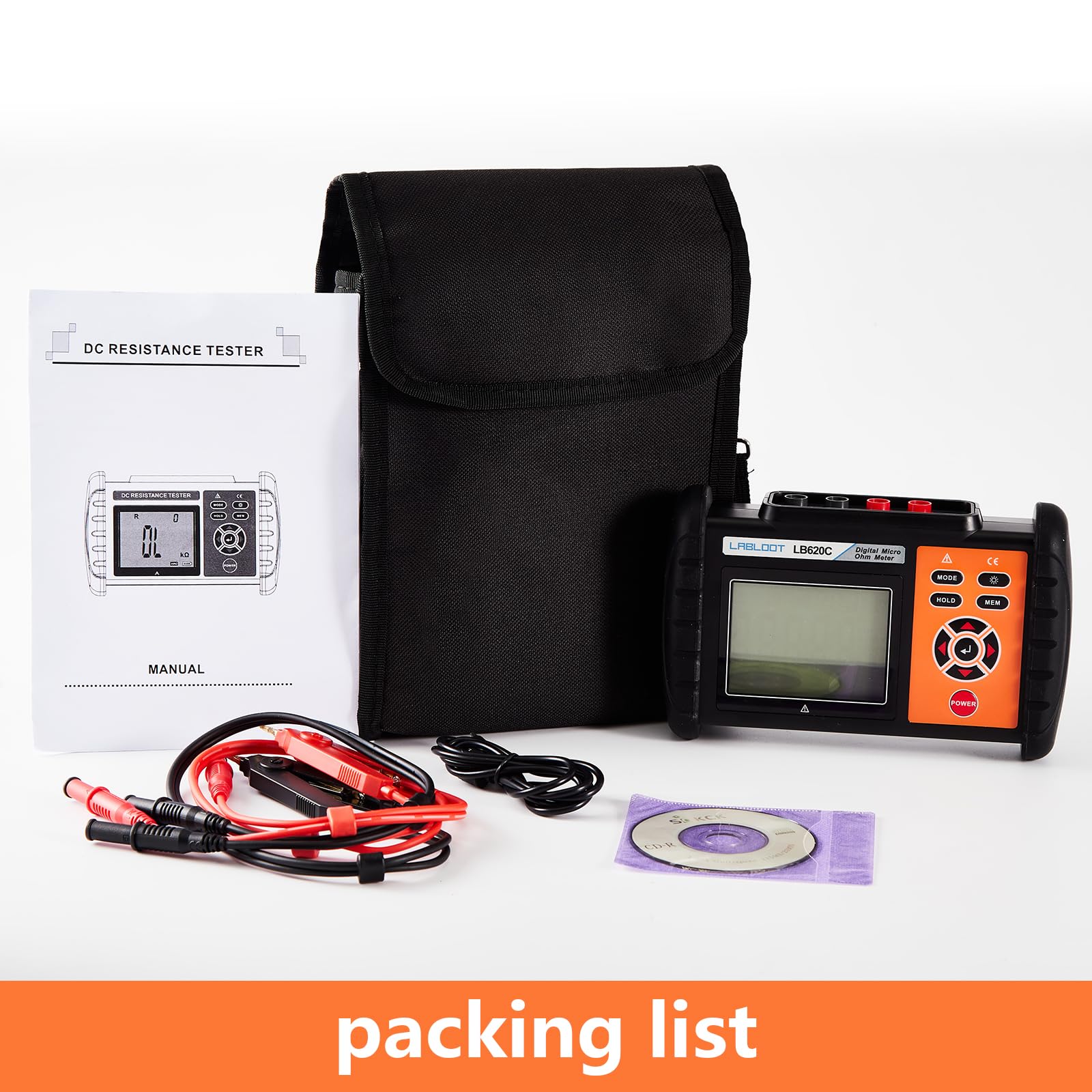LB620C Digital DC Low Resistance Meter - High Precision Micro Ohmmeter for Equipotential Testing, Motor & Connector Resistance Measurement | Ideal for Electrical Engineering, Industrial Maintenance & Laboratory Use