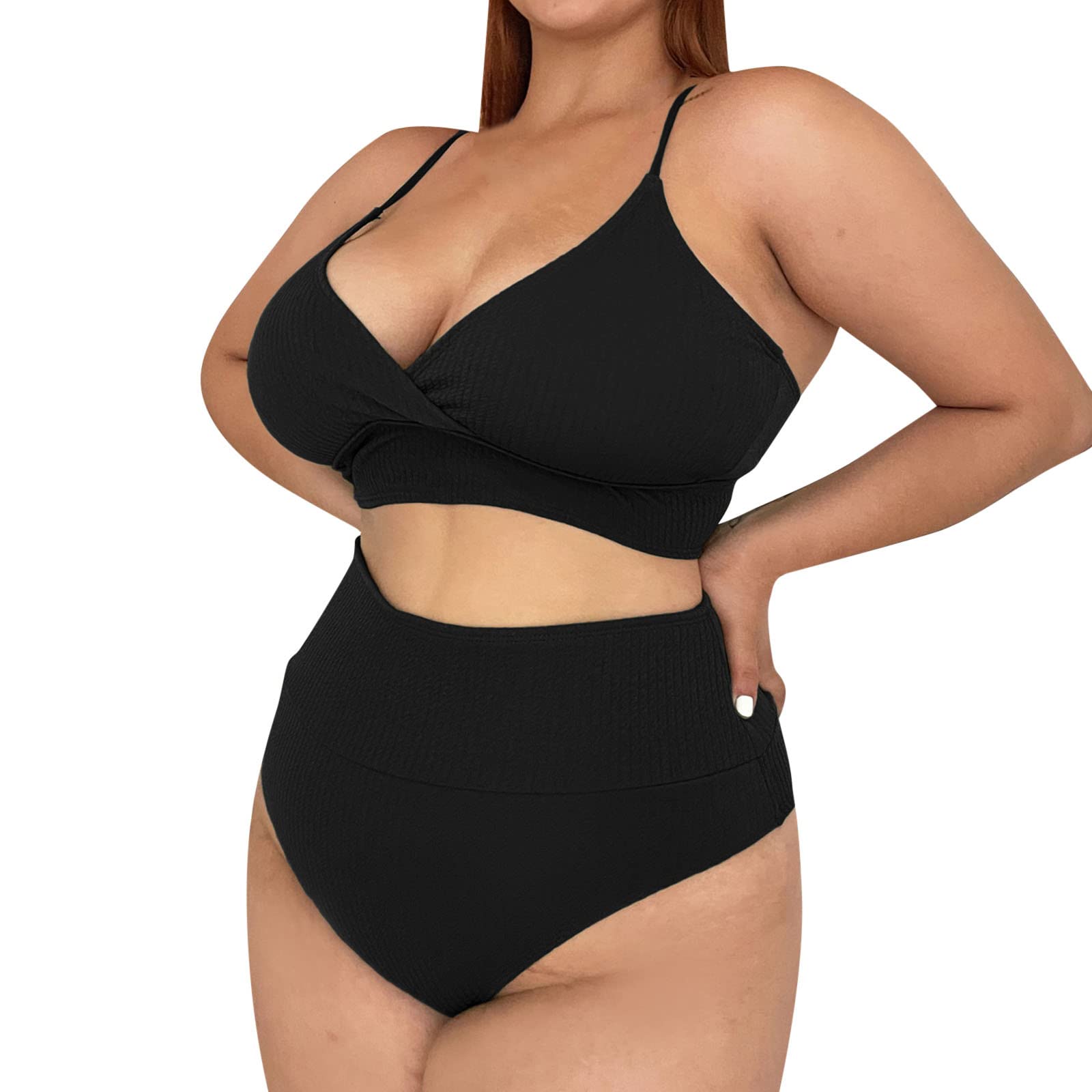 WANYNG Plus Size Tankini Swimsuits for Women - Tummy Control Two Piece Bathing Suit with Bikini Bottoms | High Waisted Swimwear for Beach, Pool & Vacation