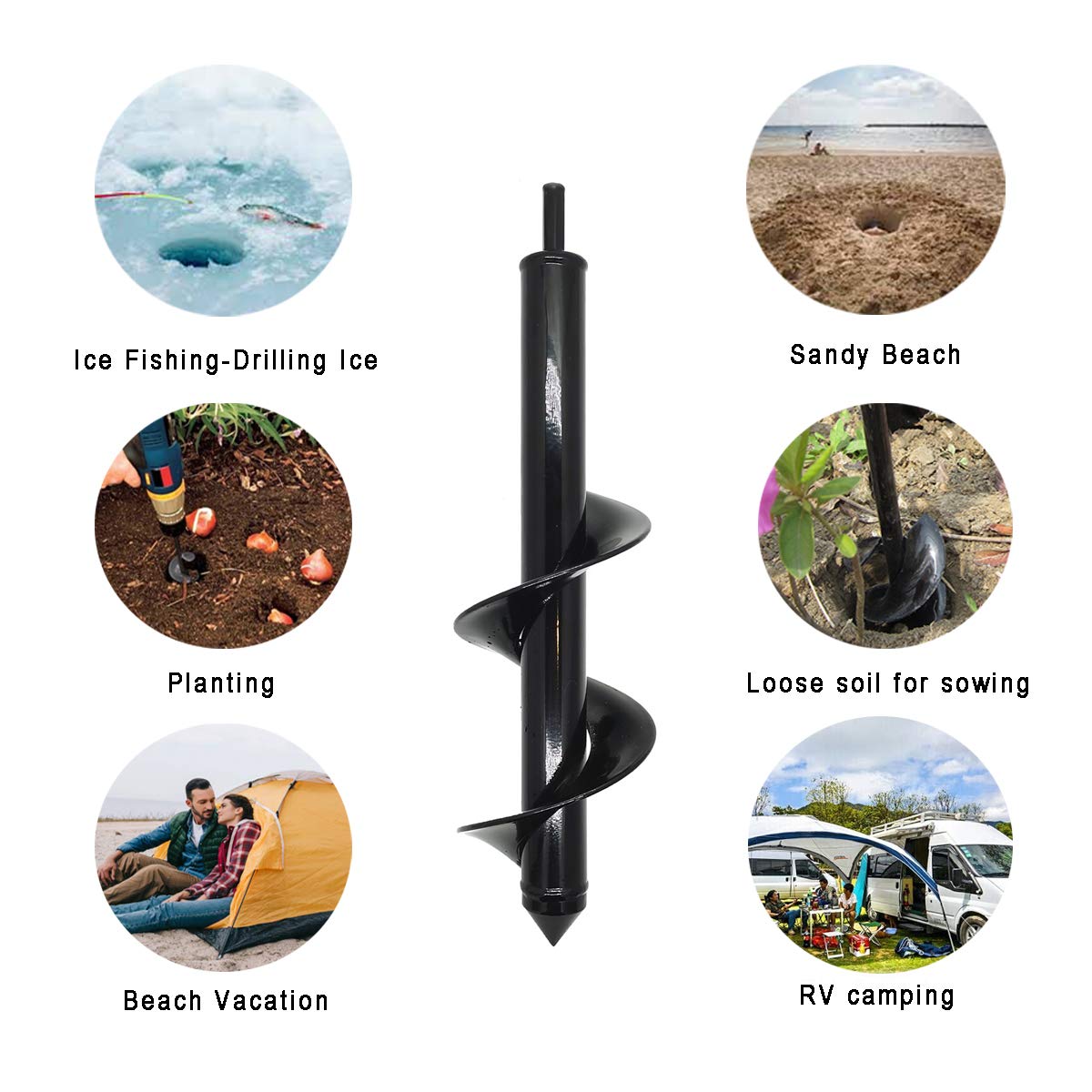 3.5x16 Inch Auger Drill Bit for Gardening - Spiral Earth Drill for Planting Flower Bulbs, Bedding & Post Holes - Fits 3/8” Hex Drive Drill - Perfect for Landscaping, Gardening & DIY Projects