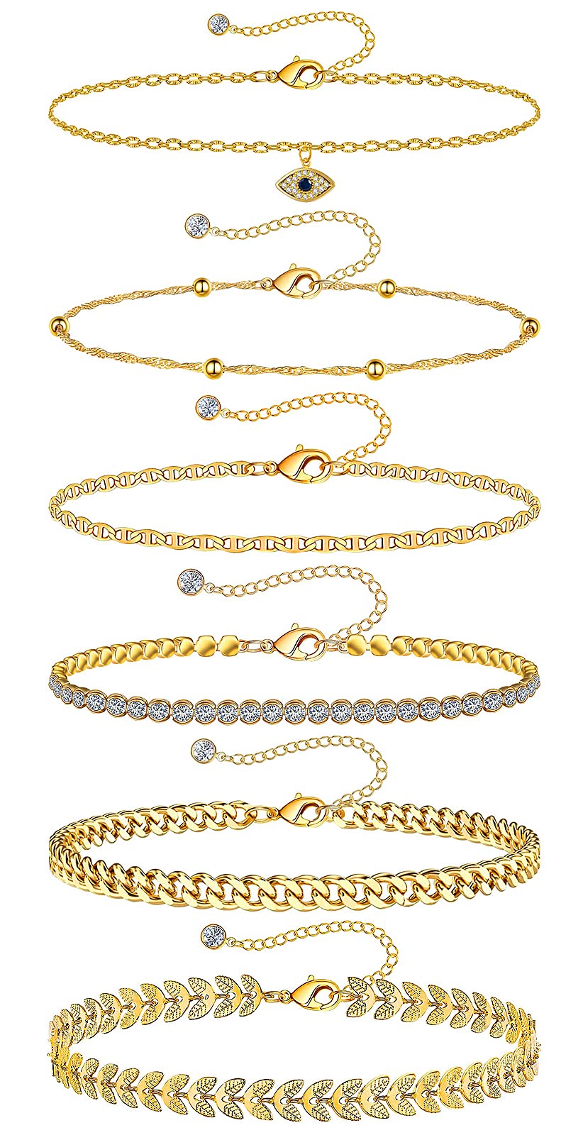 LOWNOUR 14K Gold Ankle Bracelet for Women - Elegant Layered or Solo Anklet Jewelry for Teens & Girls | Perfect for Beach, Summer Outfits & Special Occasions