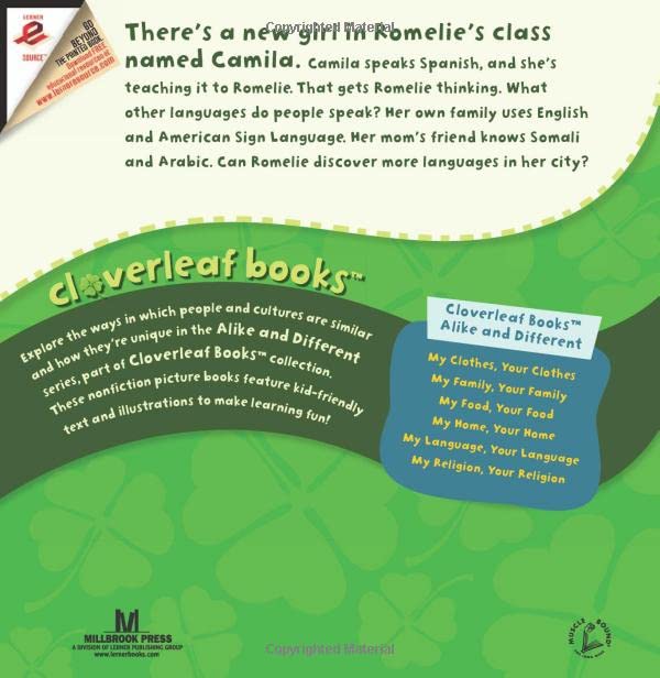 My Language, Your Language - Bilingual Children's Book About Cultural Diversity | Cloverleaf Books™ Alike and Different Series | Perfect for Multicultural Classrooms & Home Libraries