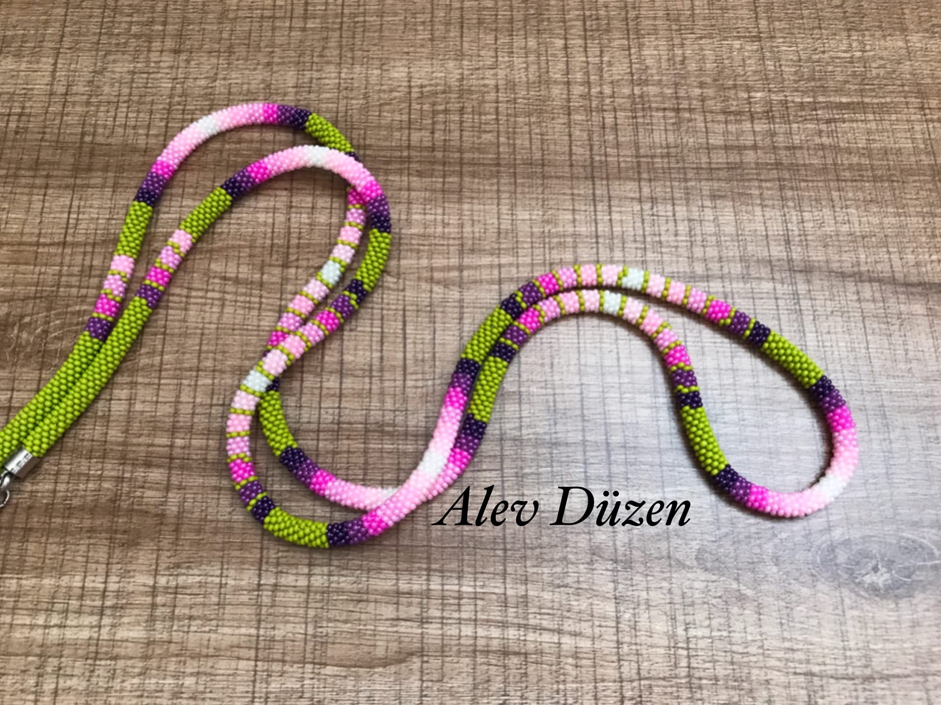 Extra Long Native Style Beaded Lanyard - Flower Beaded ID Badge Holder for Work, Events & School | Pink American Native Card Holder with Beaded Design