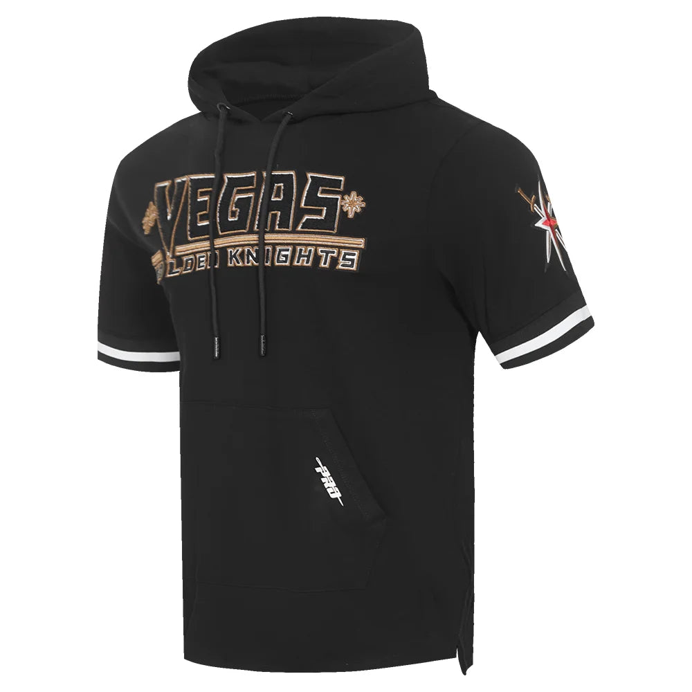 Men's Pro Standard Vegas Golden Knights Chenille Short Sleeve Hoodie - Black | Comfortable & Stylish for Game Day, Casual Wear & Fan Apparel