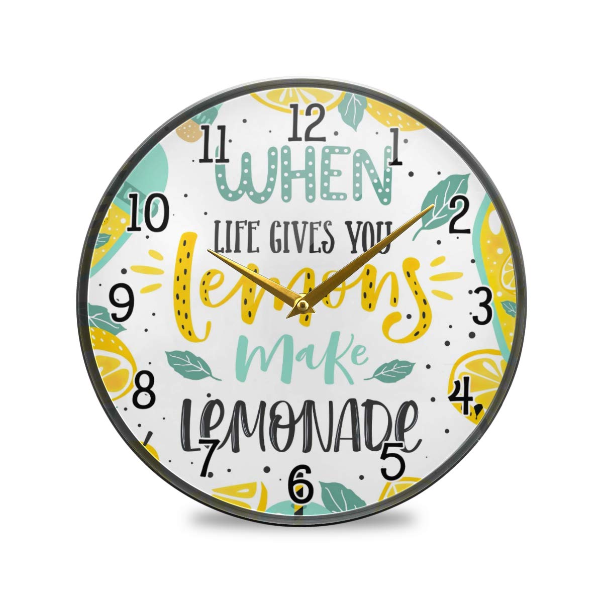 9.5 Inch Silent Acrylic Wall Clock - Modern Lemon Theme Decor for Living Room, Kitchen, Office | Non-Ticking Desk Clock for Home & Workspace