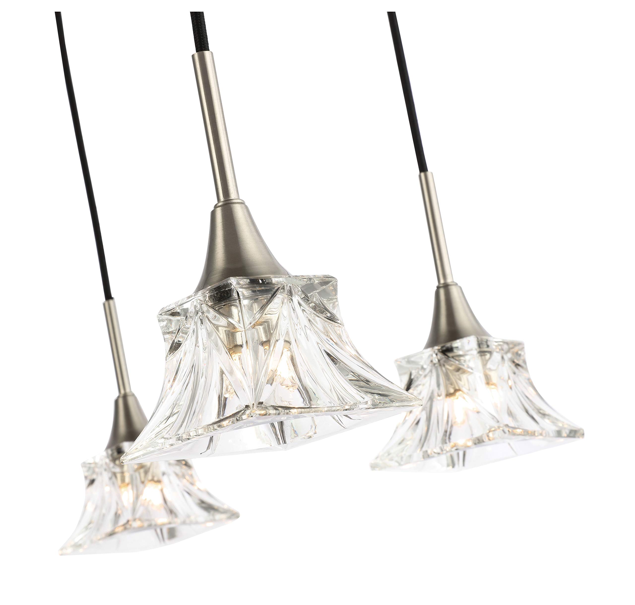 20426STN-C80480 Modern Nickel Pendant Chandelier - Elegant Ceiling Light Fixture for Dining Room, Kitchen Island & Bedroom Lighting