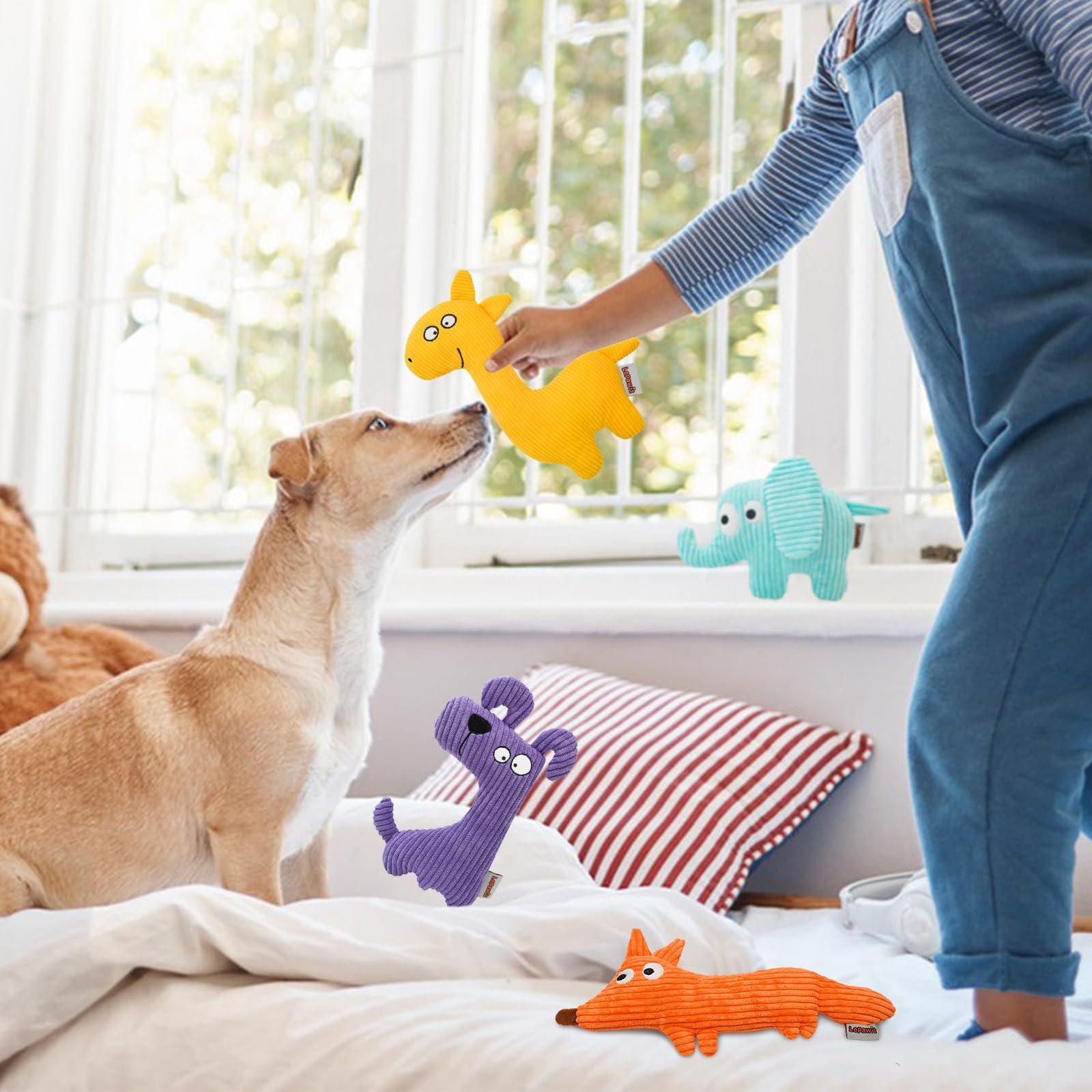 Durable Squeaky Dog Toys for Small & Medium Dogs - Soft Plush Interactive Chew Toys with Non-Shedding Material - Perfect for Indoor Play, Training & Bonding with Your Pet