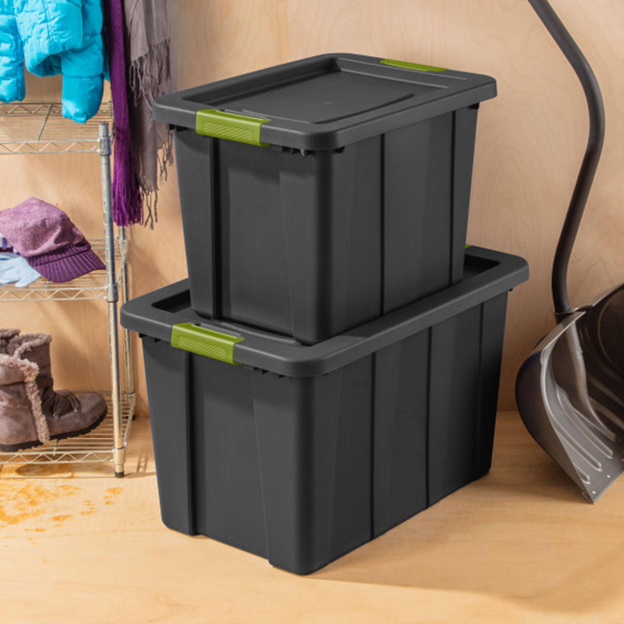 Sterilite 12-Pack 30 Gallon Heavy Duty Storage Bins with Lids - Durable Tuff1 Totes in Flat Gray for Home Organization, Garage Storage & Moving Supplies