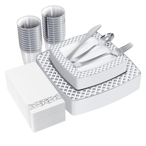 Silver Diamond Rim Plates