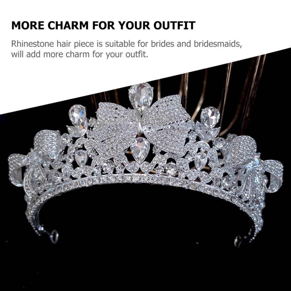 Sparkling Rhinestone Tiara Crown for Women - Elegant Wedding & Birthday Headpiece with Bow | Bridal Hair Accessories for Fairy Bride, Prom, Pageant, and Special Occasions