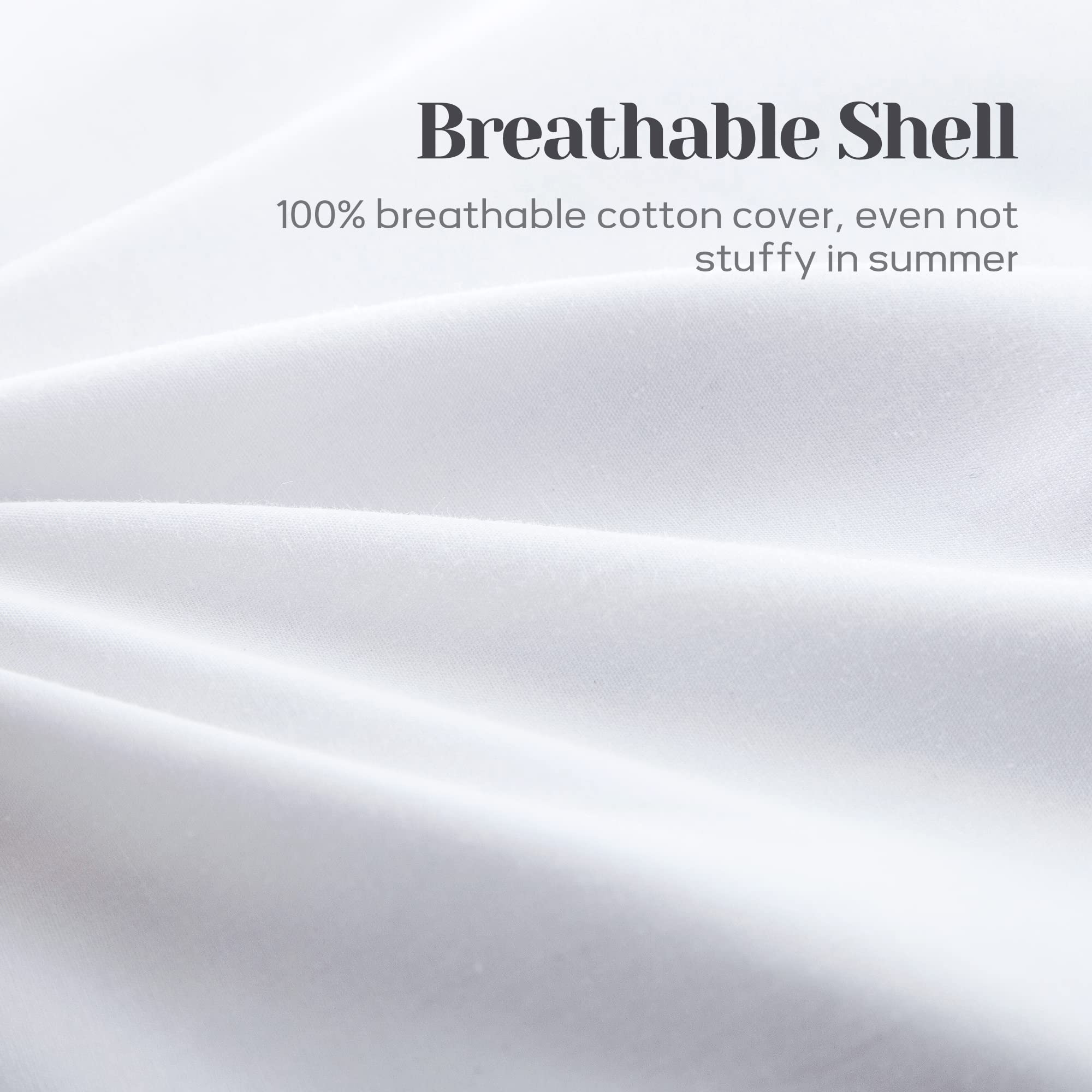 Joysoul Soft Standard Bed Pillows - Feather & Down Pillow Insert with 100% Breathable Cotton Cover - 20x26 Inches - Hotel Quality Sleeping Pillows for Side, Back & Stomach Sleepers - Perfect for Bedroom, Guest Room & Travel
