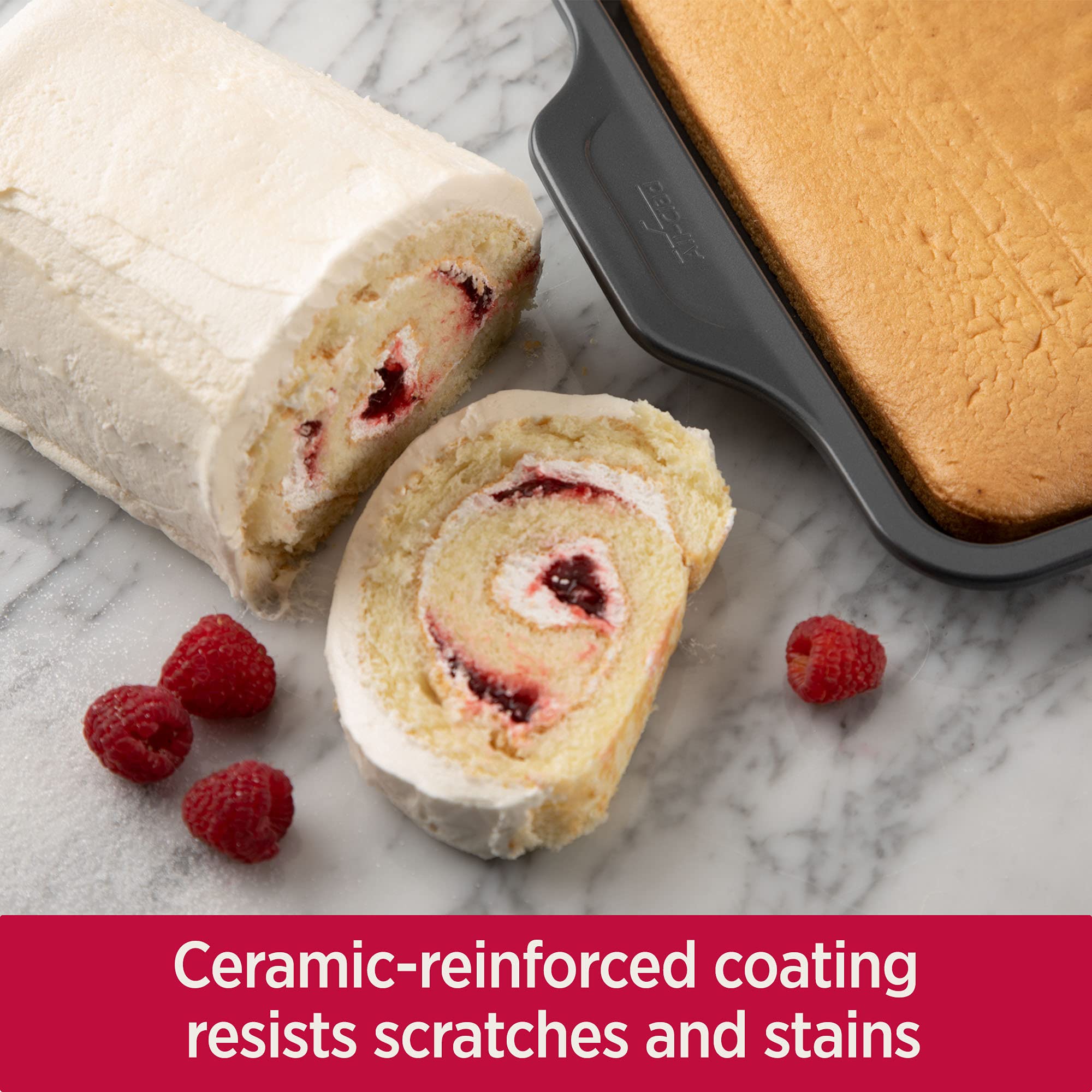All-Clad Pro-Release Nonstick 10x15 Inch Baking Sheet Set - Oven Safe Up to 450°F, Includes Jelly Roll Pan, Cookie Sheet, Muffin Pan, Cooling Rack, Round Cake Pan & Loaf Pan - Perfect for Baking, Roasting & Meal Prep