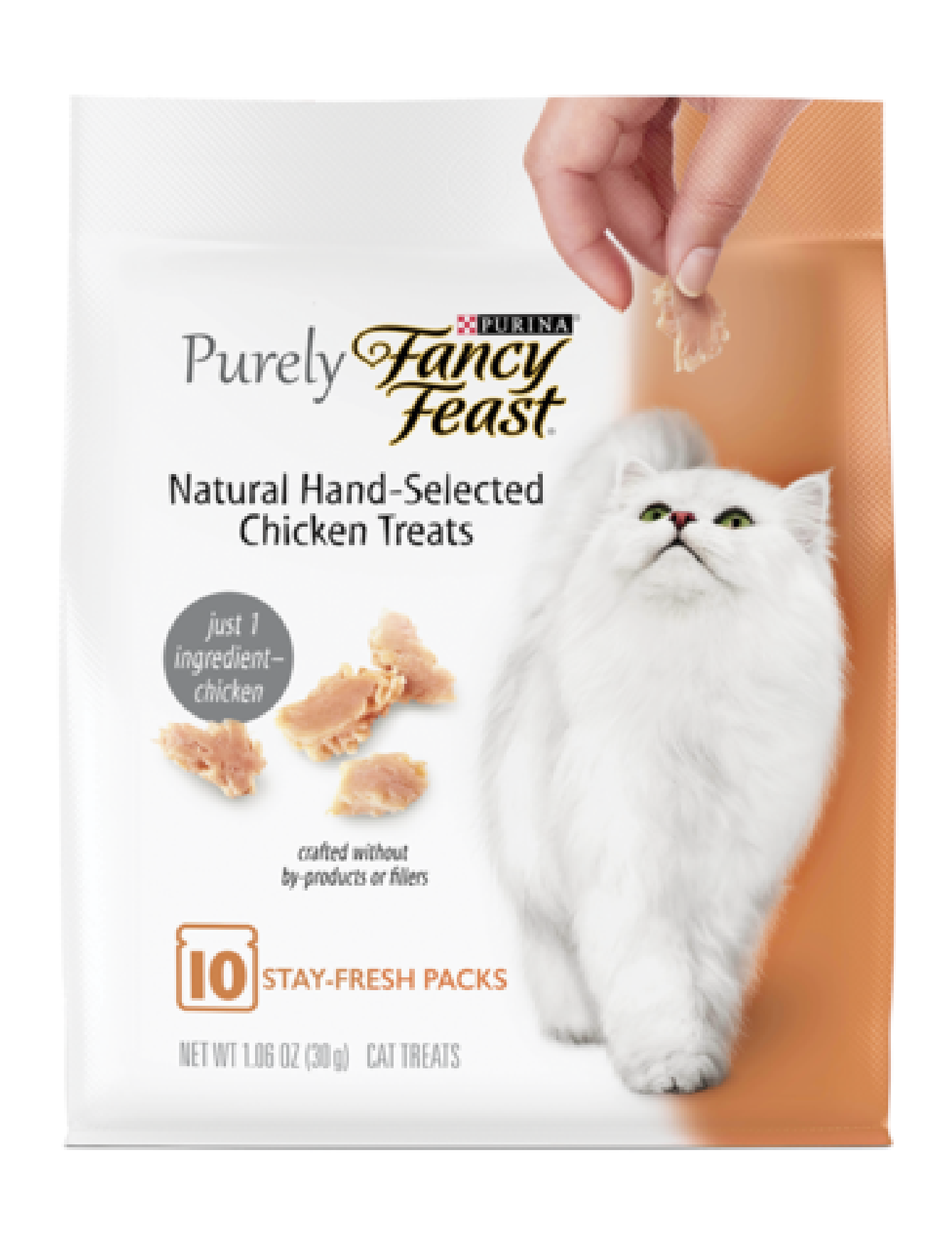 Fancy Feast Purely Natural Hand Flaked Chicken Cat Treats 30g - Grain-Free Healthy Snacks for Cats - Perfect for Training, Rewards & Bonding with Your Feline Friend