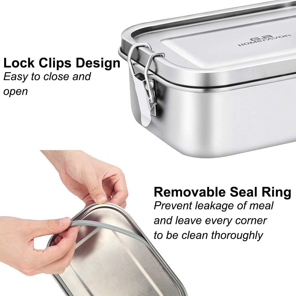 **G.a HOMEFAVOR Leak-Proof Stainless Steel Bento Box – 3-Compartment Metal Lunch Container (1200ML) – Ideal for Snacks, Salads & Meal Prep – Dishwasher Safe – Perfect for Office, School & Picnics**