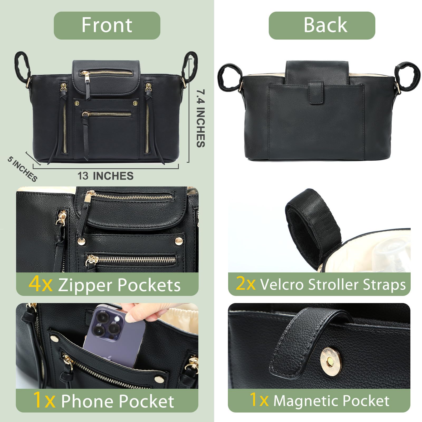 Miss Fong Premium Leather Diaper Backpack - Stylish Baby Bag with Changing Pad & Stroller Organizer | Perfect for Parenting, Travel & On-the-Go Moms