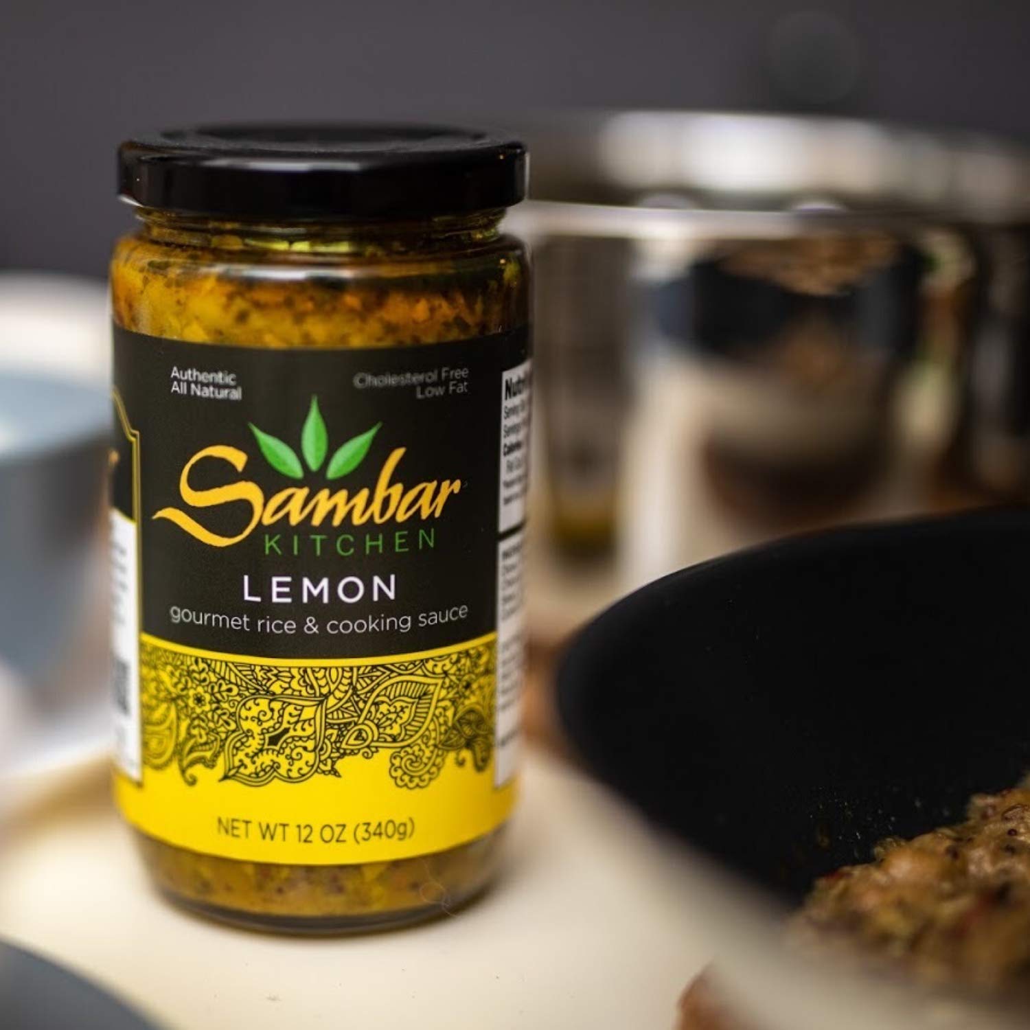 Authentic Southern Indian Sambar Kitchen Lemon Simmer & Rice Cooking Sauce (12 Pack) - Ready to Eat Simmer Sauces for Quick Meals, Dinner Parties & Indian Cuisine Lovers