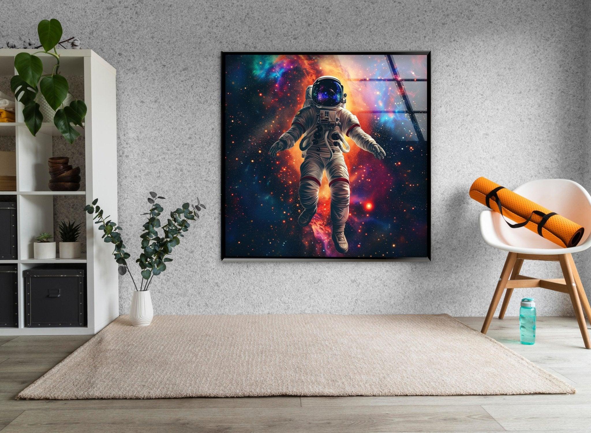 Astronaut in Space Glass Wall Art - Stunning Galaxy Decor for Living Room, Bedroom & Office - Perfect Space Themed Gift for NASA Lovers