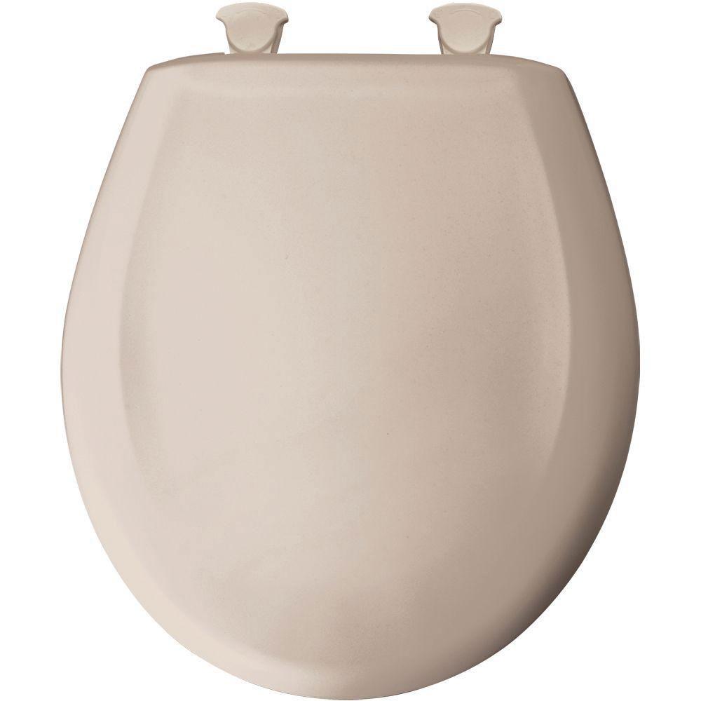 Bemis Round Closed Front Toilet Seat in Blush 529738 - Soft Close, Durable Bathroom Toilet Seat for Home, Apartment & RV Use