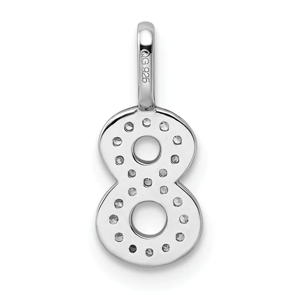 14k White Gold Diamond Women's Number 8 Charm Pendant - Elegant Bijou Jewelry for Birthdays, Anniversaries & Special Occasions