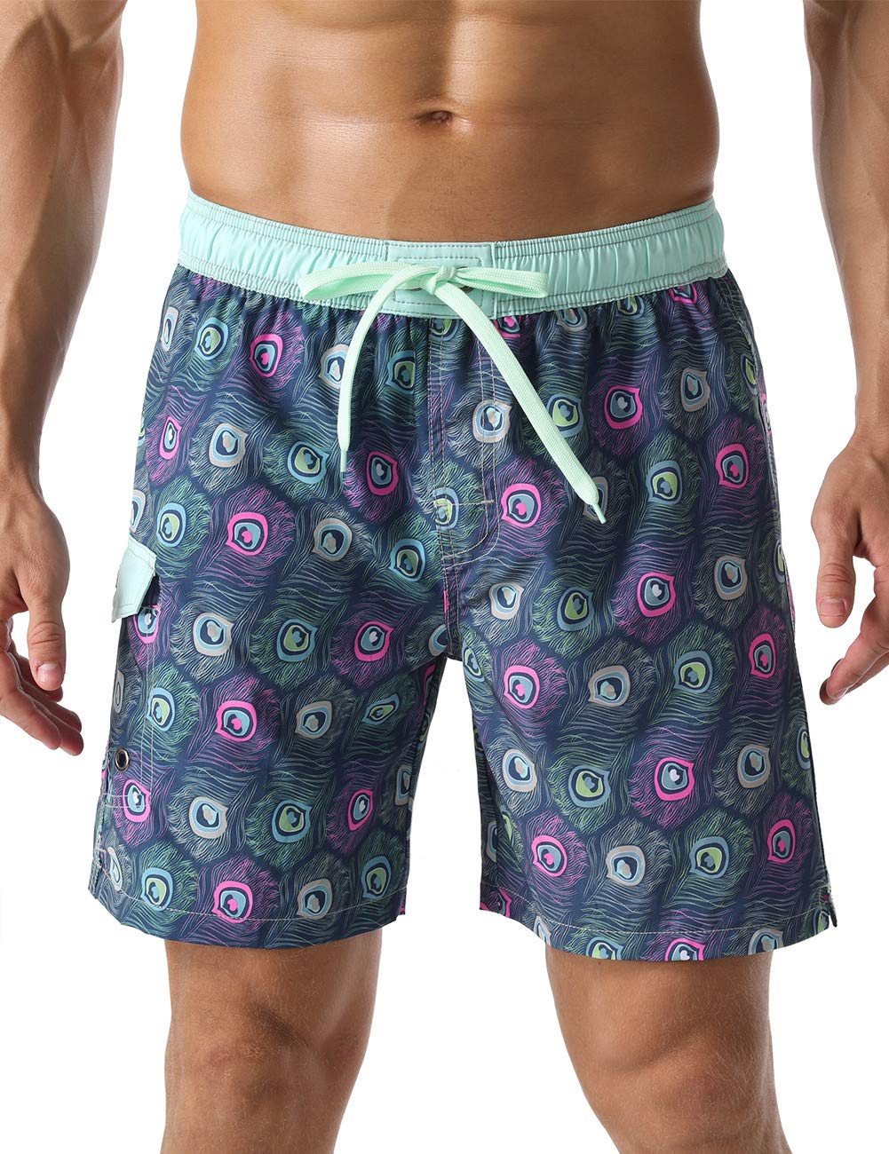 **Unitop Men's Quick-Dry Swim Trunks with Mesh Lining - Above Knee Bathing Suits for Swimming, Beach, and Pool Activities**