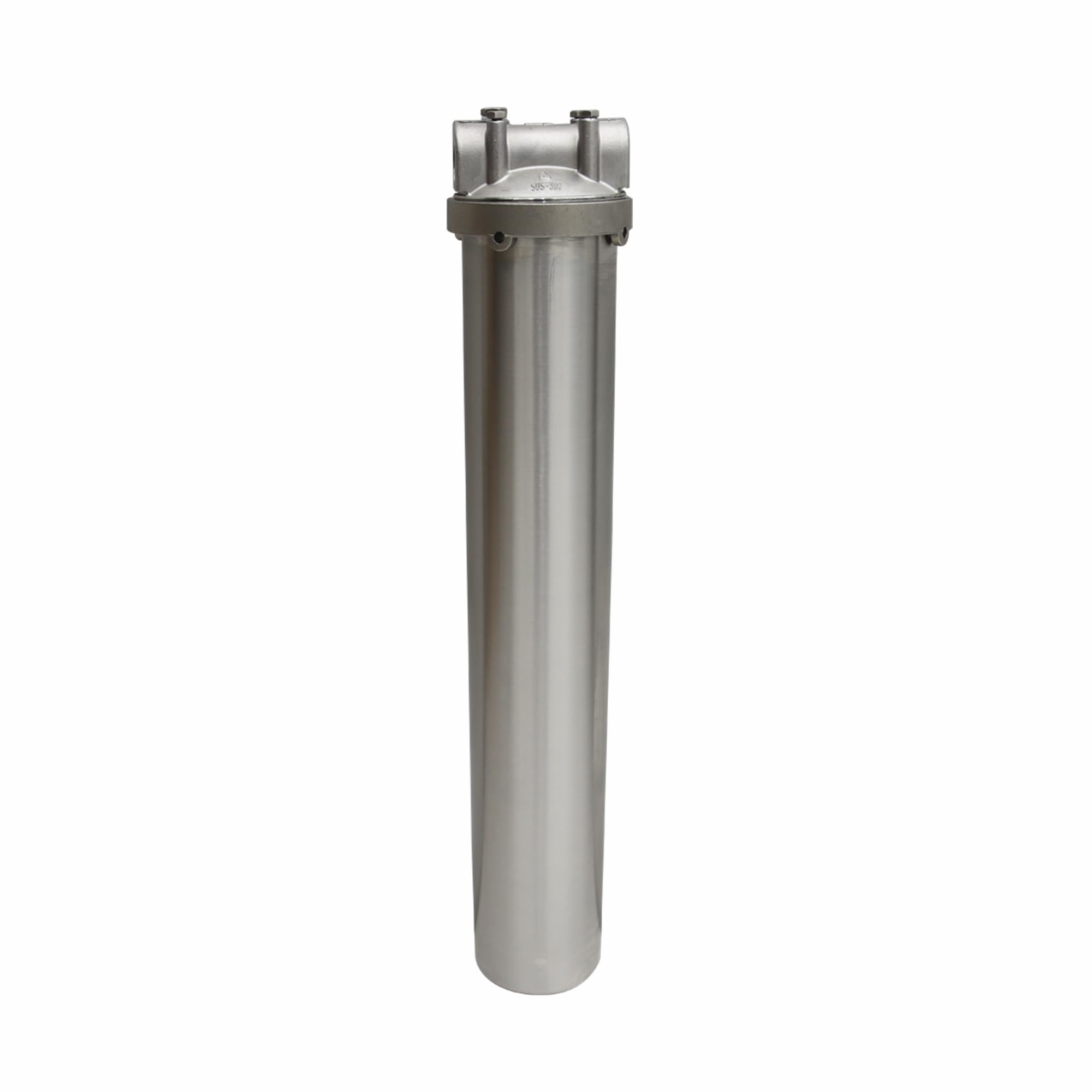 Heavy Duty 20 Inch Stainless Steel Water Filter Housing with 1 Inch NPT Inlet/Outlet - Includes Bracket and Wrench Pin for Industrial, Commercial & Home Water Filtration Systems