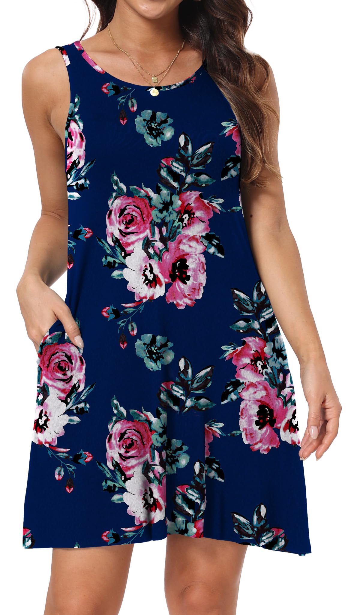 HAOMEILI Women's Summer Casual Swing T-Shirt Dress with Pockets - Beach Cover Up, Lounge Wear & Vacation Outfit