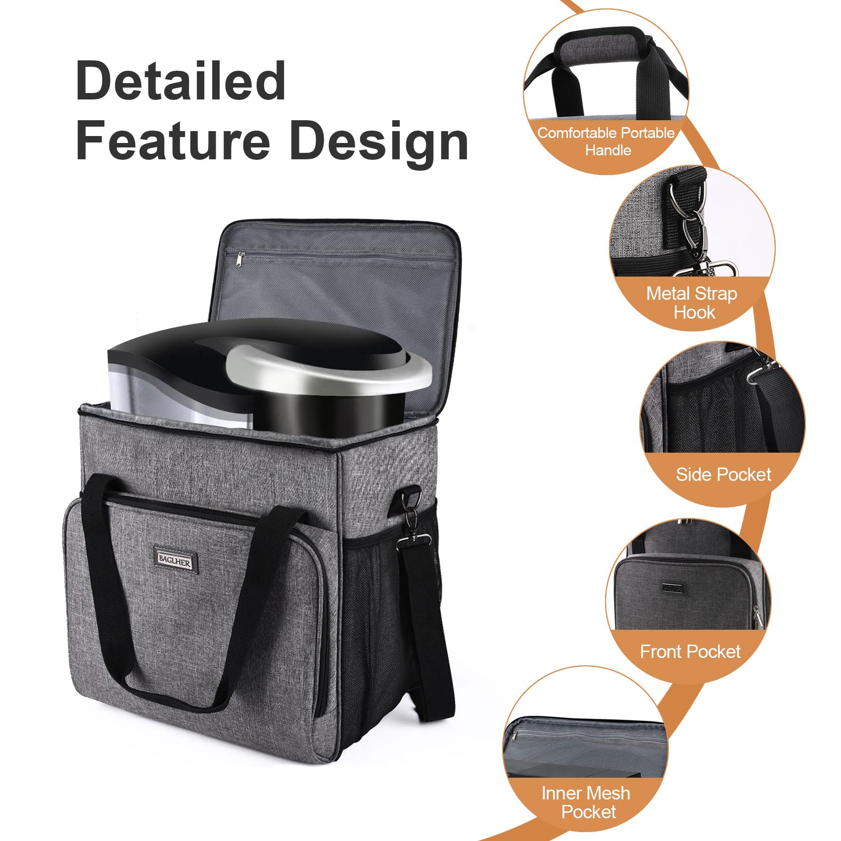 Premium Travel Coffee Maker Bag - Compatible with Keurig K-Classic, K-Elite & K-Compact | Portable Keurig Accessories Case with Adjustable Shoulder Strap | Perfect for Camping, Office & Business Trips (Grey)