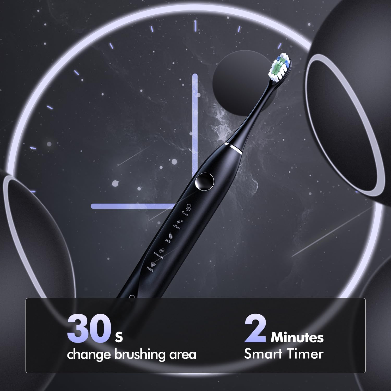 Rechargeable Electric Toothbrush with 10 Replacement Brush Heads & Travel Case - 5 Cleaning Modes, 4-Hour Fast Charge, 30-Day Battery Life - Perfect for Home, Travel & Daily Oral Care