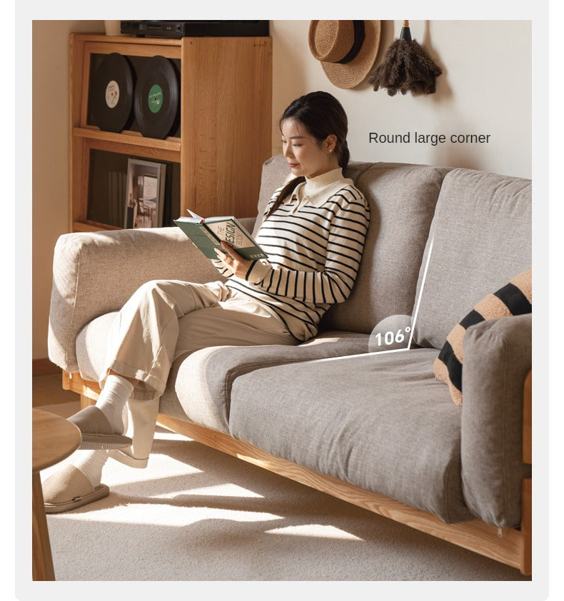 Solid Oak Wood Sofa - Modern High Back Design for Living Room, Lounge & Office - Durable & Stylish Furniture for Home Decor