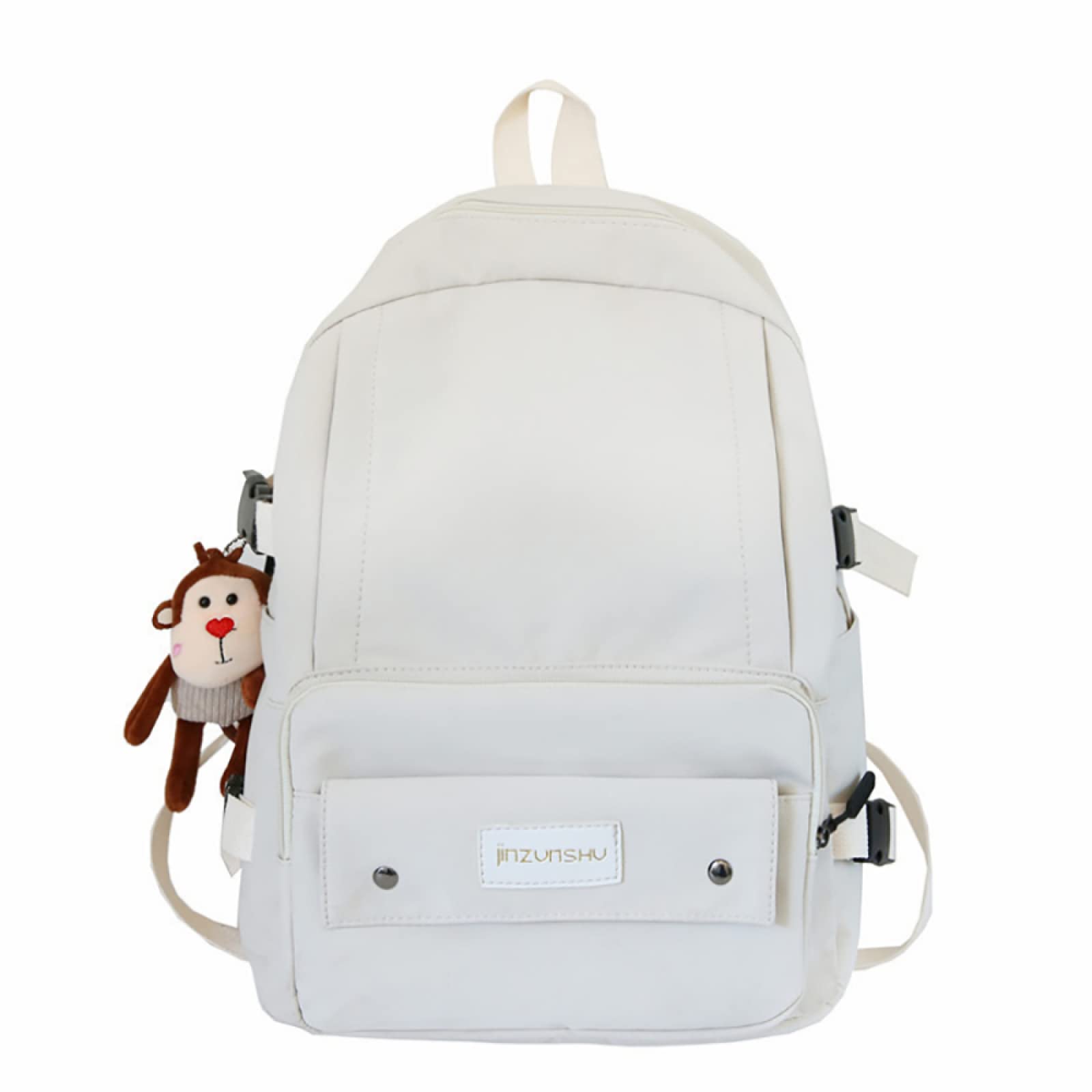 LORDWEY Stylish Japanese Korean Backpack for Students - Large Capacity Unisex Travel Backpack for Women & Men - Perfect for School, Work, Commuting & Daily Use - White