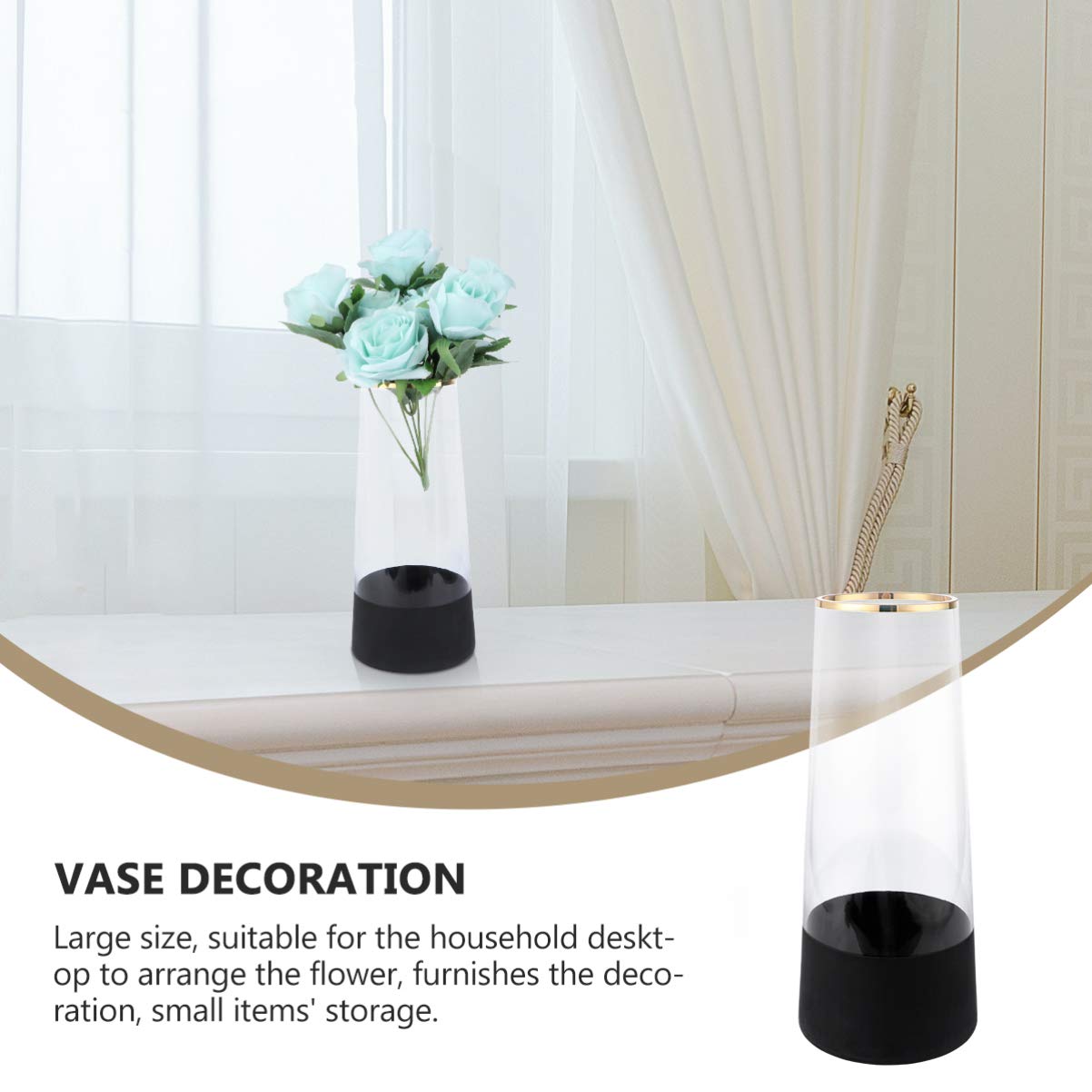 DOITOOL T-Shaped Glass Flower Vase - Elegant Transparent Flower Holder for Home Decor, Wedding Centerpieces, and Luxury Tabletop Arrangements