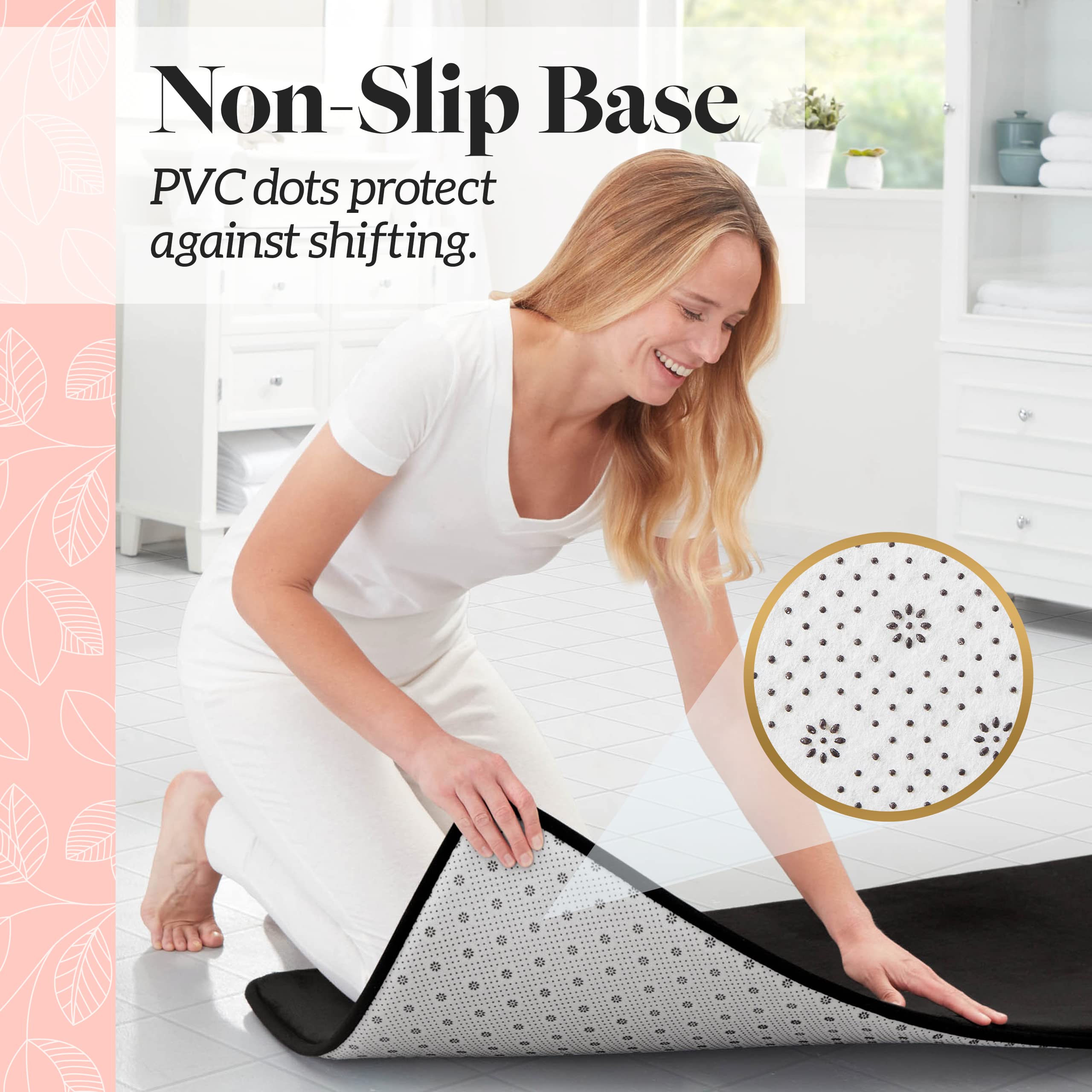 Premium Non-Slip Memory Foam Bath Mat - Ultra Absorbent Velvet Bathroom Rug (22