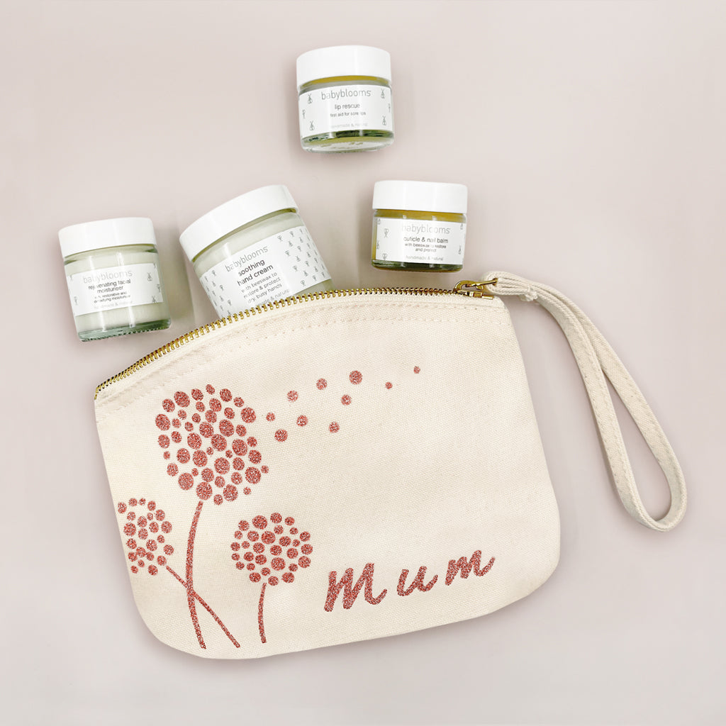 Natural Dandelion Skincare Pouch for Mom - Organic Facial Care Gift Set - Perfect for Mother's Day, Birthdays & Self-Care Moments